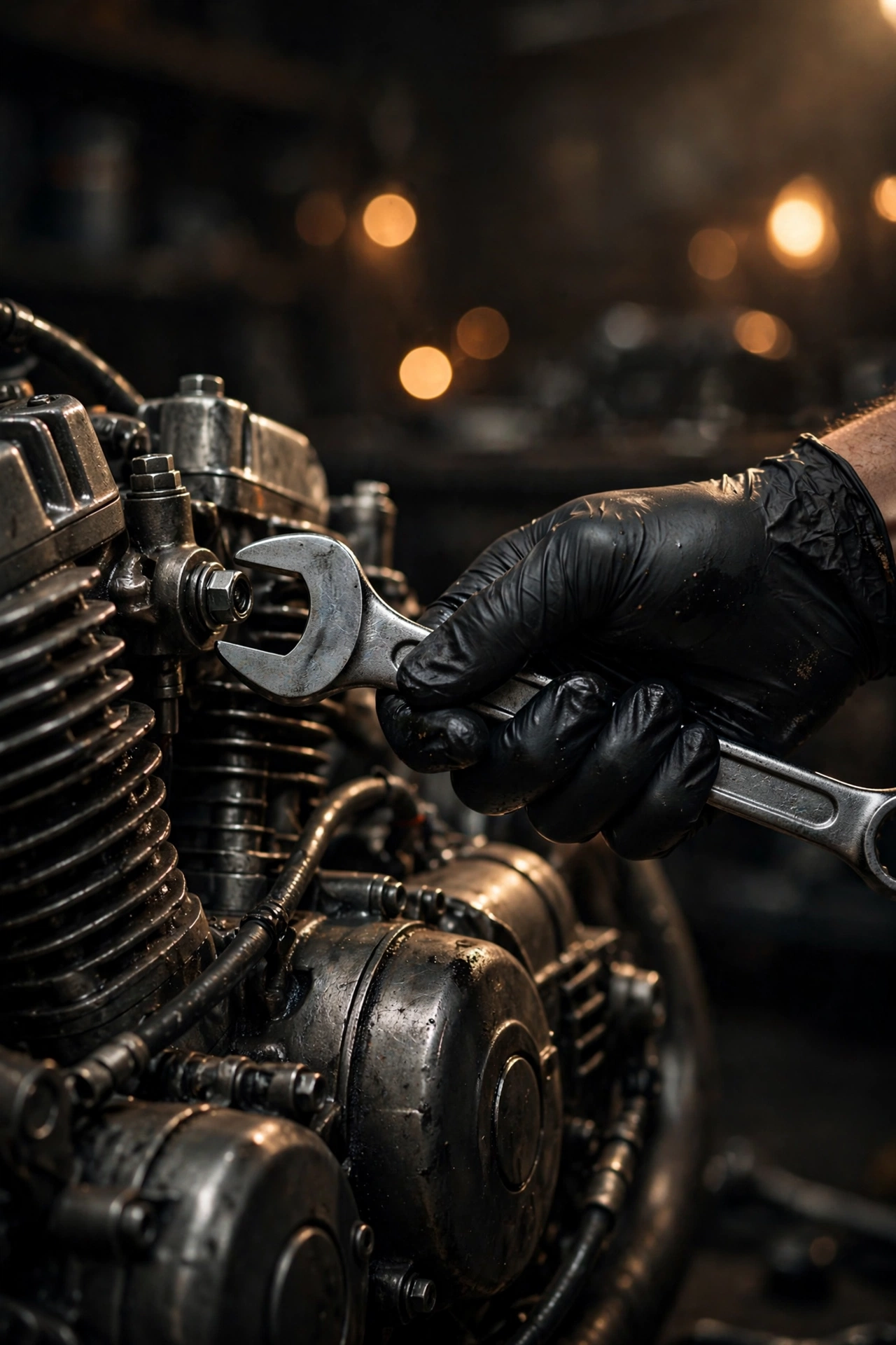 Mechanic servicing a bike engine at Chandu Bikes